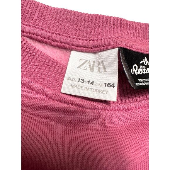 Zara X The Rolling Stones Pink Oversized Sweatshirt Dress Size 13/14 / Small - Picture 6 of 11